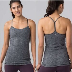 Lululemon Power Y Tank Top 10 Gray Racerback Built-In Shelf Bra